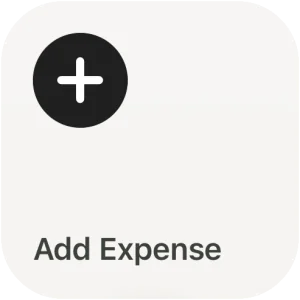 Walti Add Expense widget: a plus button labelled Add Expense.
